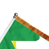 Drapeau de table brésilien de haute qualité avec franges dorées et support métallique pour bureau, conférence et réunion