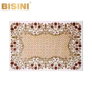 Alfombra de área rosa con flores estampadas de estilo europeo, Alfombra de mezcla de lana de pila alta para habitación de niñas, rectángulo tejido resistente al deslizamiento - Product Image 3