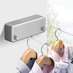 Corde à linge rétractable double niveau sans perçage pour intérieur, séchoir à linge à câble métallique, vente en gros - Product Image 6