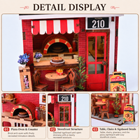 Kit de maison miniature en bois 3D créatif à assembler soi-même, modèle de pizzeria, jouet artisanal, décoration de bureau, cadeau d'anniversaire, maison de poupée