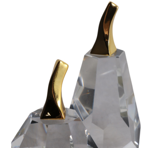Set di sculture in cristallo a forma di pera e mela con gambo dorato, decorazione moderna per la casa, accessorio per mensole, bagno, ufficio. - Product Image 6