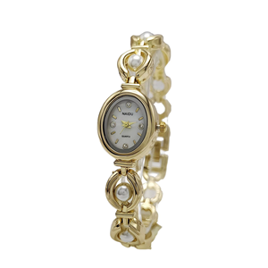Nuovi <span class=keywords><strong>Orologi</strong></span> da Polso Ovali Vintage per <span class=keywords><strong>Donna</strong></span>, Ragazza e Studentessa, Gioiello Bracciale con Perle - Product Image 2