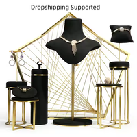 Ensembles en or supports de plateau plateaux personnalisés nouvelle vitrine personnalisée en métal noir mode support bijoux de luxe présentoir ensemble