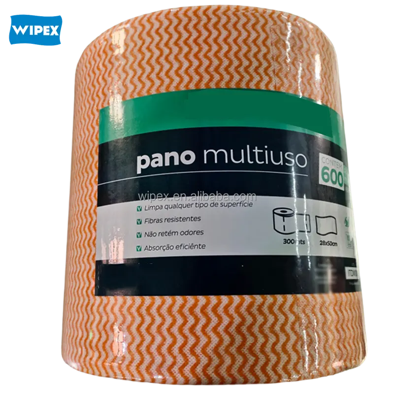 35gsm 300m Spunlace 부직포 롤 깨끗한 와이퍼 가정용 점보 청소 물티슈 Panos Multiuso Rolo 인기있는 브라질