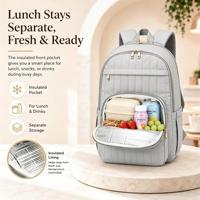 Sacs à dos pour femmes, pour le travail, l'école, avec compartiment pour le déjeuner, sac à livres pour l'université, en polyester, grande capacité, pour ordinateur portable de 15,6 pouces, pour enseignantes, infirmières, voyages