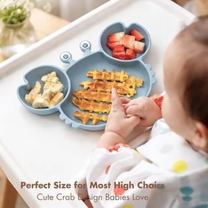 Platos de Silicona con Succión para Bebés y Niños Pequeños, Diseño Dividido, Juego de Cuchara y Tenedor, Libre de BPA, Platos y Utensilios para la Hora de Comer de los Niños - Product Image 3