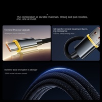Kabel Braided USB-A ke USB-C 120W Standar Emas untuk Pengisian Cepat Tablet dan Ponsel dengan Transfer Data (5A)