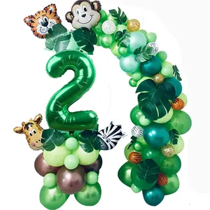 Atacado 3rd birthday balões-Balão de látex branco e verde, balão de confete ouro para decoração da festa de aniversário 1st 2ª 3ª selva, 112 peças