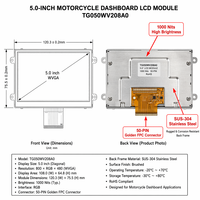 شاشة TMK بدرجة سيارات 1000 نيت مقاس 5.0 بوصة، وحدة LCD IPS بدقة 800x480 مع إضاءة خلفية LED، نطاق حرارة -30~+80، شاشة مدمجة للدراجات الكهربائية ولوحة القيادة للدراجات النارية