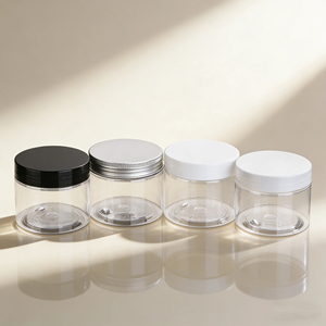 Tarro de plástico PET de 50ml, 60ml, 100ml, 120ml, 150ml con tapa de rosca de aluminio para cremas cosméticas, lociones, exfoliantes, barro, arcilla y slime. - Product Image 1