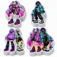 Stiker Anime Cyberpunk Kustom Tahan Air Holografik Die Cut Perekat Sendiri Cetak Karakter untuk Botol Air Jurnal