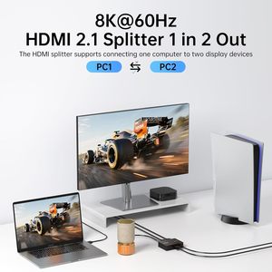 Divisor HDTV Biaze 8K 1 a 2, Compatible con 4K120Hz <span class=keywords><strong>HDR</strong></span> Dolby/DTS EDID HDCP 2.3 PS5 Xbox NVIDIA, Extracción de Audio de 3.5mm, Alimentación Tipo-C - Product Image 2