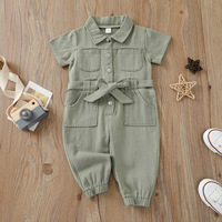 2021 gros populaire mignon couleur unie enfants vêtements à la mode blanc à manches courtes jean tenues filles combinaisons