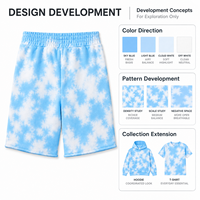Shorts de bain tie-dye en gros, 100 % coton French Terry épais, écologiques, respirants, pour hommes, taille élastique, OEM ODM