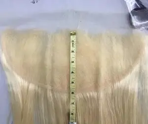 自然 613 蕾丝 Frontals 100% 巴西维珍人发柔滑直 613 金发瑞士蕾丝正面收束