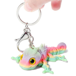 Vashine 3D personnalisé OEM imprimé coloré PLA porte-clés enfants figurines d'action Joint jouets mobiles mignon amical dessin animé caméléon - Product Image 2