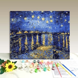 Magnifique Château Moderne en Bord de Mer sur Lac, Peinture par Numéros DIY, Paysage 5D Personnalisable pour Adultes et Enfants - Product Image 1