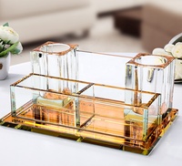 Vente en gros d'ensembles de bureau en cristal porte-stylo cadeaux de bureau porte-cartes en cristal personnalisé décorations de bureau souvenirs cadeaux d'entreprise