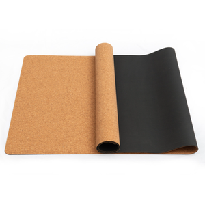 Alfombrilla de corcho antideslizante para Yoga, estera de goma natural con logotipo personalizado, color gris - Product Image 1