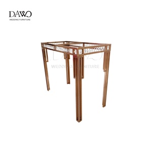 <span class=keywords><strong>Table</strong></span> de bar en acier inoxydable rose gold de luxe avec garniture en cristal, <span class=keywords><strong>table</strong></span> élégante pour la décoration d'événements, mariage, hôtel - Product Image 3