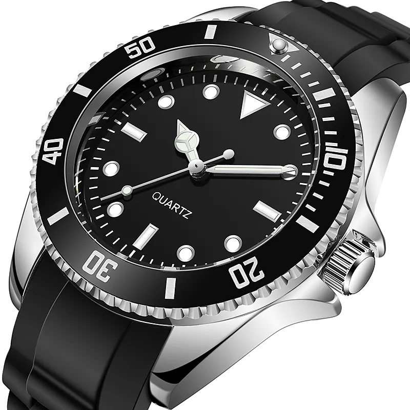 Hot Low Moq Customized Silicone Band Wristwatches Luxury Business Men Watch Custom Logo