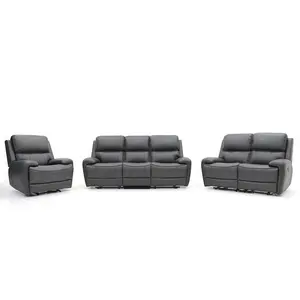 Geeksofa Factory Wholesale 3 + 2 + 1 Modern Air Leather Manual Motion Recliner Sofa Set para muebles de sala de estar