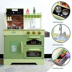 Set di Giocattoli Cucina in Legno Verde per Bambini, Gioco Educativo di Cucina, Giocattolo Interattivo Genitore-Figlio per lo Sviluppo Mentale - Product Image 2