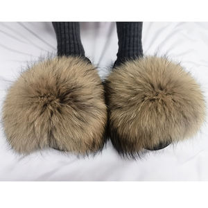 <span class=keywords><strong>NFX</strong></span>-sandalias de piel de mapache y zorro para mujer, chanclas de piel auténtica de colores variados - Product Image 4