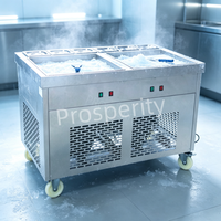 Machine à rouleaux de crème glacée à double plaque, électrique, pour yogourt glacé et crème glacée frite