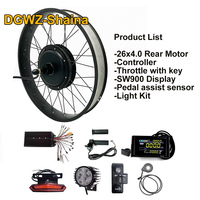 Kit de conversion de moteur à moyeu arrière pour vélo électrique DGWZ 60V 72V 3000W 5000W 26x4.0 26 pouces avec pneus larges pour la neige