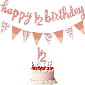 Bannière <span class=keywords><strong>Joyeux</strong></span> <span class=keywords><strong>Anniversaire</strong></span> 6 Mois, Décoration de Gâteau, Bannière <span class=keywords><strong>Joyeux</strong></span> 1/2 <span class=keywords><strong>Anniversaire</strong></span> pour Bébé Fille de 6 Mois, Décoration de Fête de Demi-<span class=keywords><strong>Anniversaire</strong></span> - Product Image 6