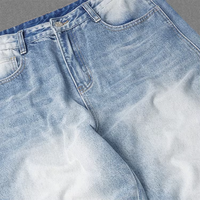 Jeans en denim ample pour homme sur mesure, 100% coton, lavé, jambe évasée, style vintage, taille basse, motif uni, grande taille, été, hiver
