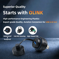 Conector de Cable de Nylon con Cubierta, Montaje en Panel, Puerto USB Hembra, Impermeable IP67