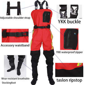 Nouveau design waders de pêche prix fabricant à la mode rouge et noir couture couleur canard waders de chasse avec stockingfoot - Product Image 3