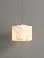 Lustre de chevet de chambre à coucher en pierre vent et nuage, style français, luxe léger, tout en cuivre, design cube créatif, pour bar et salle à manger