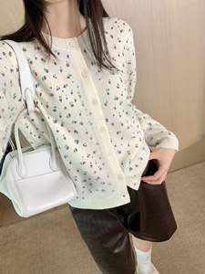 Suéter Cárdigan de Punto para Mujer, Cuello Redondo, Estampado <span class=keywords><strong>Floral</strong></span> Pequeño, Digital, 2026 - Product Image 2