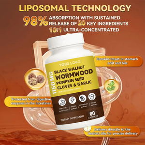 Extrait de graines de citrouille, clou de girofle et <span class=keywords><strong>ail</strong></span> <span class=keywords><strong>en</strong></span> marque blanche pour le soutien digestif, immunitaire et énergétique – Capsule de noix noires et d'armoise - Product Image 6