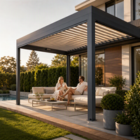 Pergola motorisée en aluminium, gazebo, pavillon, toit à lames orientables automatiques, imperméable, extensible