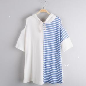 เสื้อยืด2017มีฮู้ดเปิดไหล่สำหรับเด็กทรงหลวมเสื้อมีฮู้ดยาวพิเศษสินค้าใหม่ - Product Image 1