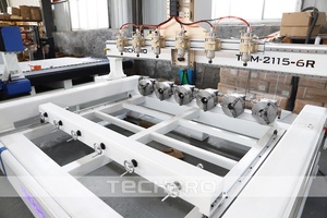 Máquina de corte CNC de 6 husillos y 4 ejes con dispositivo rotatorio y transmisión de engranajes para muebles de madera - Product Image 1