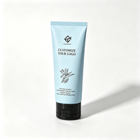 Tube souple cosmétique en plastique PE bleu mat personnalisé avec logo, 50ml, 80ml, 100ml, 120ml, avec bouchon à clapet noir, vente en gros