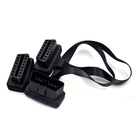 Flat+Thin 16Pin OBD 2 Extender OBD2 16 Pin ELM327 Male to Dual Female Y Splitter Elbow OBDII Extension Connector Cable