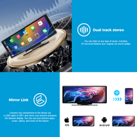 Écran tactile IPS sans fil de 10,26 pouces avec Carplay et Android Auto, émetteur FM, support de tableau de bord, lecteur portable, aide au recul, miroir