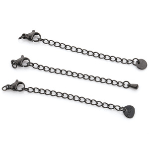 Ensemble de chaînes à fermoir homard en acier inoxydable noir pour la création de colliers, bracelets et bijoux DIY - Accessoires de base - Product Image 3