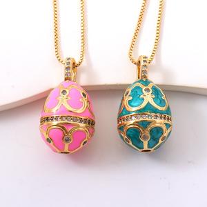 מכירות חמות 2024 18 קארט מצופה זהב שרשרת ביצה אמייל - Product Image 4