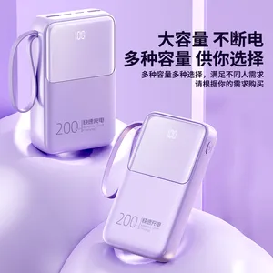 20000mah 10000mah Fast Charge Mini Shared One Time Original 10000 Portable Power Bank 20000 With 4 Cables