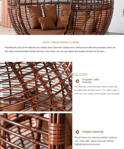 Camastro Redondo Moderno <span class=keywords><strong>de</strong></span> Ratán Impermeable Estilo Italiano Miami Bamboo <span class=keywords><strong>para</strong></span> Exteriores con Toldo <span class=keywords><strong>para</strong></span> Hotel - Product Image 4