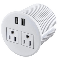 Prise de courant encastrée de bureau US, ronde, 80 mm, 2 prises CA, 2 ports USB, multiprise dissimulée pour meuble