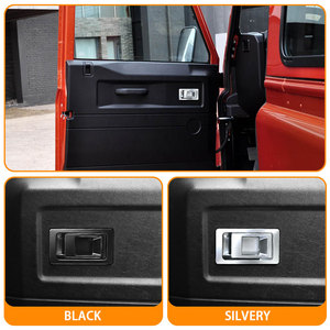 Set di 4 Pezzi di Ricambio Maniglie Interne in Lega di Alluminio Argento e Nero per Vecchio Land Rover Defender 90 110 - Product Image 5