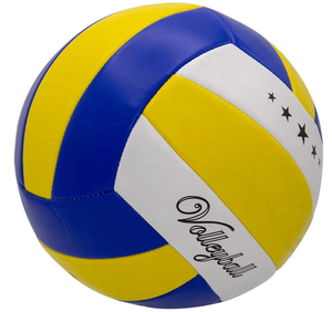 Изготовленный на заказ Метта официальный размер 5 мягкий на ощупь ПВХ материал машина сшитый пляжный волейбол фиолетовый + желтый + белый взрослые - Product Image 4